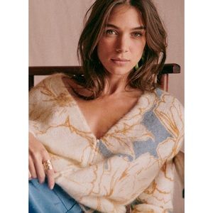 SÉZANE Lisette Wool Blend Knit Cardigan in Celeste Blue